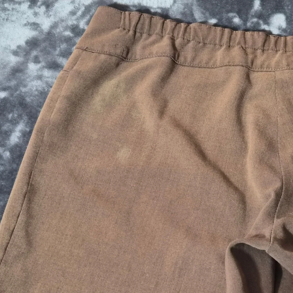 Imagenation Brown Wide Leg Cropped Pants Elastic Back Culottes Trousers Womens
